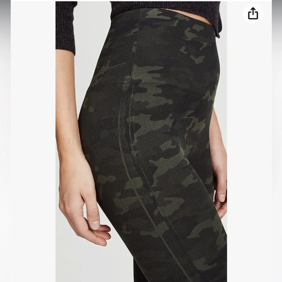 Spanx Look At Me Now High Waisted Stretch Leggings Pants Camo Green Size Small - Picture 5 of 13